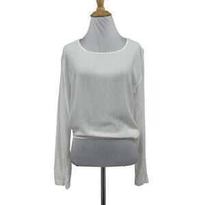 Shaina Mote Top Womens 4 White Long Tie Back Cropped Long Sleeve Loose Shirt